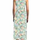Women's Summer Midi Dress 2025 Sleeveless Floral Print Split Casual Bodycon Long Beach Sundress Travel Vacation Outfits (XXL)