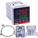 Twidec/MV100-B10 Digital Display PID Temperature Controllers Thermostat Regulator AC 85V - 265V MY-104+ K Sensor Thermocouple + Heat Sink and Solid State Relay SSR 40 DA