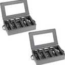 Flatware Storage Box 2 Pack, Silverware Storage Box Case Chest with Adjustable Dividers, Silverware Holder with Zipper Lid for Organizing Cutlery, Utensil, Flatware, Knives, Large Capacity Gray