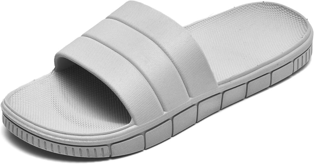 clootess Shower Slide Shoes for Men and Women Home Sandal Bath Slipper Indoor House Pool College Dorm Non-Slip (4-5 Women/2.5-3.5 Men, Grey)