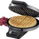 Cuisinart Waffle Maker, 1250W Round Classic Waffle Iron, 5-Setting Adjustable Browning Control, WMR-CAP2, Brushed Stainless