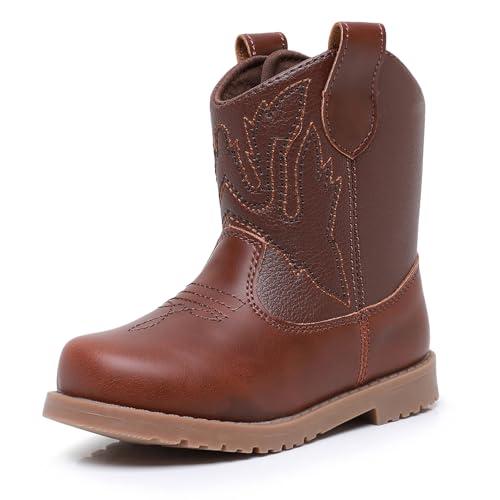Blikcon Toddler Cowboy Boots for Boys Girls Baby Infant Cowgirl Boots Round Toe All Seasons 6-36 Months (Infant/Toddler) 7
