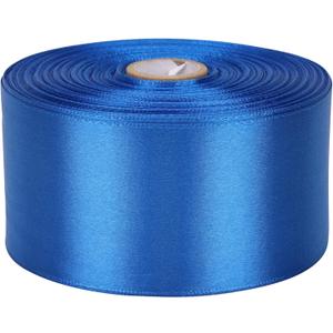 2 inch x 50 Yards Blue Single Face Satin Ribbon Solid Fabric Ribbon for Gift Wrapping Floral Bouquets Wedding Birthday Party Decoration Hair Floral Craft Sewing