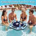 Silipull Floating Game Table for Pool 17.8''x17.8'' Drink Holder EVA Foam Floating Tray with Cup Holders Card Slots for Drinks Snacks Cards Games for Pool Beach Hot Tub Lake