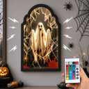 Halloween Ghost Mirror with Led Lights–RGB 4 Colors & Scary Sound