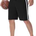 IUKIO Men's Basketball Shorts with Pockets Athletic Running Shorts Workout Training Gym Shorts Size S
