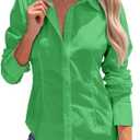 siliteelon Women's Button Down Shirts Long Sleeve Dress Shirts Wrinkle Free Collared Work Office Solid Blouses Corset Tops Small