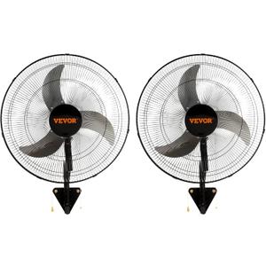 VEVOR Wall Mount Fan, 2 PCS 18 inch Oscillating, 3-speed High Velocity Max. 4000 CFM Industrial Wall Fan for Indoor, Commercial, Residential, Warehouse, Greenhouse, Workshop, Basement, Garage,Black