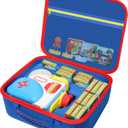 Case Compatible with Little Tikes Story Dream Machine Starter Set, Toys Storage Bag Designed to Organize Storybooks, Audio Player, and Littles Character Collection, Blue&Red (CASE ONLY)