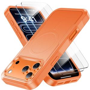 Official Cosmic Orange for iPhone 17 Pro Max Case, Heavy Duty Protection, Compatible with MagSafe, Tough Non-Slip, Matte Surface Phone case for iPhone 17 Pro Max 6.9", Orange