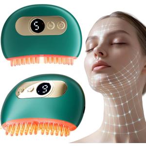 Gua Sha Facial Brush with Microcurrent, Red Light, Heat & Vibration for Sculpting, Double Chin Reduction, Lymphatic Drainage & Skin Rejuvenation