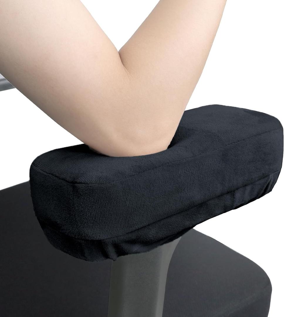 YOUFi Office Chair Arm Pads Extra Soft Velvet Arm Rest Covers for Elbows & Forearms Pressure Relief, Set of 2 Armrest Covers for Desk Chair, Gaming Chair (Black)