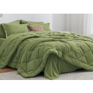 Love'S Cabin TwinXL Comforter Set Olive Green, 5 Pieces Twin Bed In A Bag, All Season Twin Bedding Sets With 1 Comforter, 1 Flat S