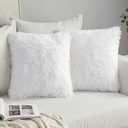 MIULEE Pack of 2 Decoration Luxury Faux Fur Throw Pillow Covers Deluxe Winter Cute Decorative Plush Pillow Case Cushion Cover Shell for Sofa Bedroom Car 24x24 Inch White