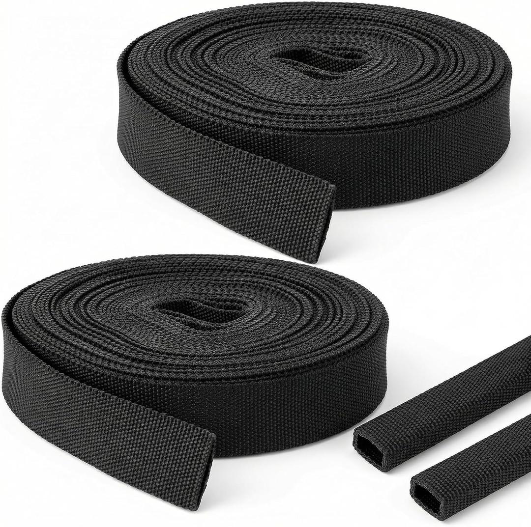 Heavy-Duty Hydraulic Hose Protector and Welding Sleeves, 2-Pack Nylon Cable Wrap, 33 ft Length, Black Protective Sheath for Torch, Cords, and Tubing
