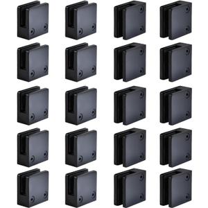 Glass Clamp4PCS Adjustable Glass Shelf Bracket, 1/3 "-1/2 " 304 Stainless Steel Glass Clamps, Glass Clamp Bracket is Suitable for Railing, Stairs, Glass Wall, All Kinds of Glass (Black-20pcs)