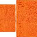 BOANKODU Bathroom Rugs Sets 2 Piece, Extra Soft Chenille Bath Mat Ultra Absorbent Bathroom Rug, Bathroom Mat with Non-Slip Bottom, Machine Washable Bath Rugs (20x32 Inch + 16x24 Inch, Orange)