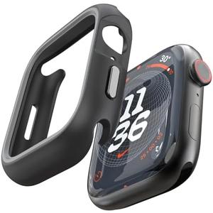 SIEANE for Apple Watch Series 10(46mm)/iWatch iwatch Cover Series 10 Case - Shockproof Rugged Protective Case with Anti-Drop Colored Hollow Design - (Matte Black, 46mm), 2 Pack