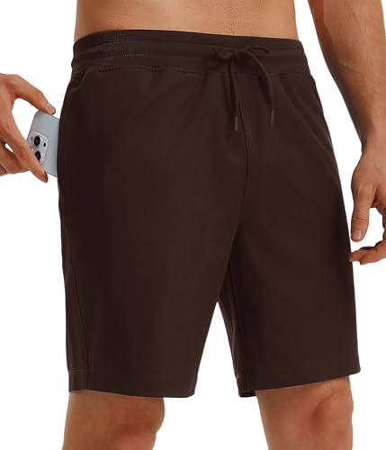 M MAELREG Mens Athletic Shorts with Zipper Pockets 7"/ 9" Lightweight Quick Dry Sports Gym Workout Running Shorts L