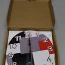 Geometric Decorative Wall Clock with Roman Numeral Hands White,Grey,Black and Red Irregular, Round Durable Lightweight Waterproof for Living Room Classroom Patio Bedroom