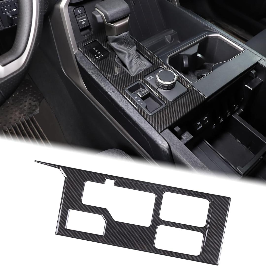 Aunginsy Central Control Gear Shift Panel Trim Cover Compatible with Toyota Tundra/Sequoia 2022-2026, Car Gear Shifter Console Anti-Scratch Panel Frame Decorative Sticker Protection ABS Accessories (Carbon Fiber Pattern)