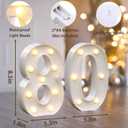 Warm White LED Light Up Number 80, 80th Birthday Decor for Her Him,Table Centerpieces & Backdrop Wall Décor,Lighted Marquee Sign for 80th Wedding Anniversary Décor