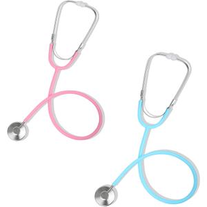 Phobby Kids Stethoscope Toy, 2 Pack Real Working Stethoscope Toy for Toddler 3 4 5, Doctor Play Set for Role Play, Medical Pretend Playset for Boys Girls Birthday Gift (Blue and Pink)