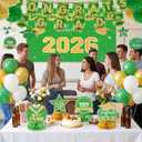 baotongle 18pcs Graduation Decorations Class of Grad Party Decor Pack Congrats Grad Banner and Graduation Backdrop Graduate Centerpieces Hanging Swirls Tissue Pom Poms Paper Flower Set(Green)