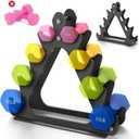 4-Tier Dumbbell Rack for 1-15 lb Weights, Holds 5 Pairs Space-Saving Sturdy A-Frame Stand for Home Gym, Weight Rack for Women's Dumbbell Set (Dumbbell Rack Stand Only)