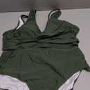 Fanuerg Women's Twist Front High Waisted Bikini Swimsuit Drawstring Tie Side Bottom Two Piece Bathing Suit (Large, Green)