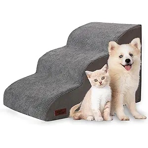 Aodisman Dog Stairs for Small Dogs and Cats,3-Step Pet Ramp for Bed & Couch
15.7" H Non-Slip Sturdy Dog Steps with Curved Ramp for Senior,Short-Legged Dogs,Puppy and Cats to Reach Sofa or Chair,Grey