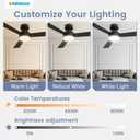 VOLISUN Ceiling Fans with Lights Flush Mount, 52 inch Low Profile Ceiling Fan with Light and Remote, Queit & Reversible Motor,3CCT, Dimmable, Black Modern Ceilings Fans for Bedroom, Living Room