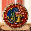 FLAGWIX 250 Anniversary USA Ornament for 4th of July Decorations - Glass Patriotic Christmas Ornaments - United States 250 Years American Anniversary Merchandise Memorial Day Fourth of July Gifts Bulk (Red - Liberty Legacy)