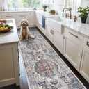 Hallway Washable Runner Rug - 2x10 Kitchen Rugs Entryway Rug Runner Vintage Soft Floor Mat Non Slip Indoor Farmhouse Carpet for Bathroom Living Room Bedroom (2 X 10, Brick)