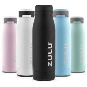 ZULU Ace Vacuum Insulated Stainless Steel Water Bottle with Chug Spout, Leak-Proof Locking Lid and Removable Base for School, Backpack, Sports, Gym, Travel (Black)