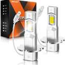 SEALIGHT H3 LED Fog Light Bulbs, 6000K Cool White 12000LM Super Penetration H3 LED Bulb, 1:1 Mini Size, Plug n Play, H3ll Bulb Light for Fog Lamp, DRL, Pack of 2