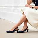 DREAM PAIRS Women's Kitten Heel Slingback Pointed Closed Toe Low Stiletto Heels Dress Bridal Elegant Wedding Pumps Shoes, Size 7.5 Navy-Suede-1,SDPU2444W