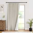 IVAPUPU Natural Pinch Pleated 100% Blackout Curtains Linen Blend Room Darkening Window Curtains 1 Panel for Living Room Bedroom Thermal Insulated Curtain Drapes with 12 Pcs Hooks 60''Wx112''L