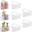 Oubonun Lazy Susan Organizers Set of 8, 12.8 x 11.7 x 4 Plastic Transparent Kitchen Cabinet Storage Bins with Handle, 4" Deep Container, 1/8 Wedge - Food Safe, without BPA