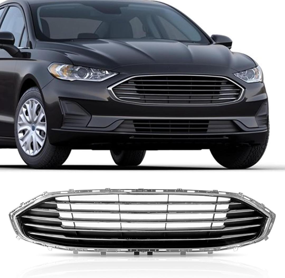 PartsFlow Front Bumper Upper Grille With Chrome For 2019 2020 Ford Fusion KS7Z8200AC