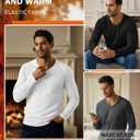 3 Pack Men's Thermal Shirts Big and Tall Fleece Lined Long Sleeve V Neck Base Layer Raglan Curved Hem Warm Tops (X-Large, Black, White, Gray)