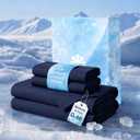 Bedsure Cooling Sheets for Hot Sleepers, Silver Infused Bed Sheets, Q-Max>0.46, Luxury Soft & Silky Smooth Queen Sheet Set, Deep Pocket Up to 16 Inches, 4 Pieces, Navy