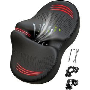 Noseless Oversized Bike Seat Replacement, NEW Comfortable Extra Wide 13.6" Padded Bicycle Seat Cushion for Men and Women, Comfort Bike Saddle for Peloton Bike, Exercise, Cruiser, Mountain Bikes