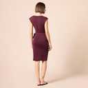 Amazon Essentials Women's Cap Sleeve Boat-Neck Faux Wrap Dress (Medium, Burgundy)