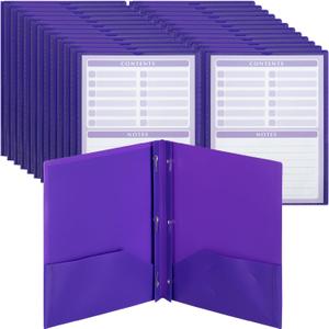 Mr. Pen- Plastic Folders with Pockets and Prongs, 24 Pack, Letter Size, Purple, Flexible Plastic Folders with Prongs, Clear Front Pocket and Card Slot