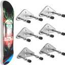 6 Packs Skateboard Wall Mount Aluminum Skateboard Hanger with Two Screw Holes for Display Skateboard Deck Storage Horizontal and Floats Vertically - Silver