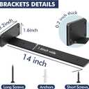 Starunder 4 Pack Floating Shelf Brackets,14 inch Heavy Duty Industrial Shelf Bracket, Black Metal L Brackets for Shelves Support DIY(1/5 Inch Thicked)