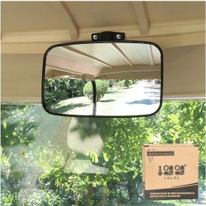 10L0L Universal Adjustable Golf Cart Convex Rear View Mirror for EZGO, Yamaha, Club Car, 9x5.5 inches