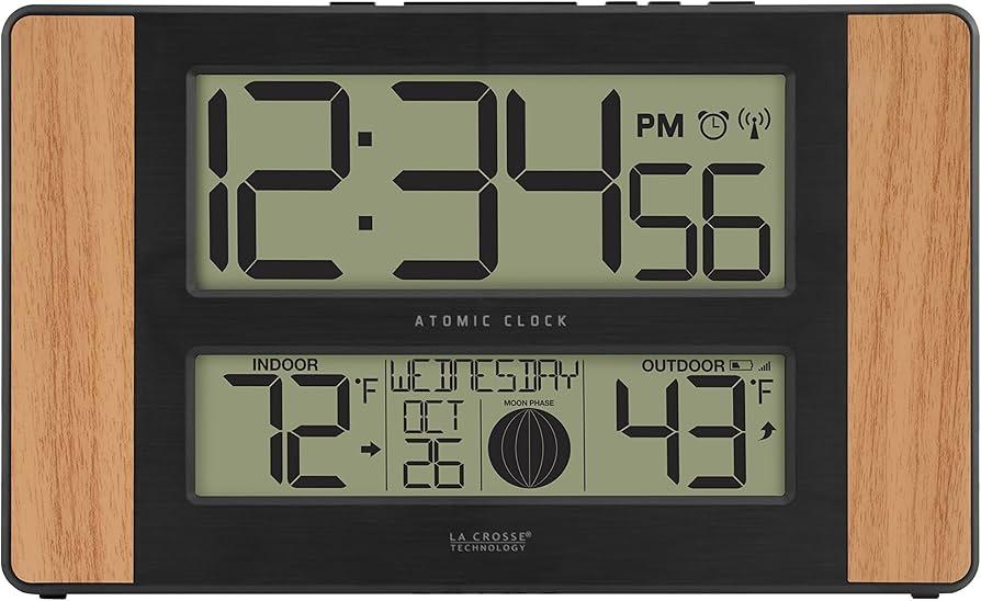 La Crosse Technology 513-1417 Atomic Digital Clock with Temperature and Moon Phase