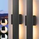EDISHINE 2 Pack LED Outdoor Wall Lights Dimmable, 3000K 4000K 5000K, 15.7" Modern Black Outdoor Wall Sconce, IP65 Waterproof, Linear Exterior Wall Light for Entrance, Hallway, Garage, Porch
